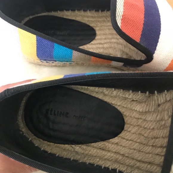 Celine Multi Color Canvas Stripe Espadrilles - Picture 5 of 8